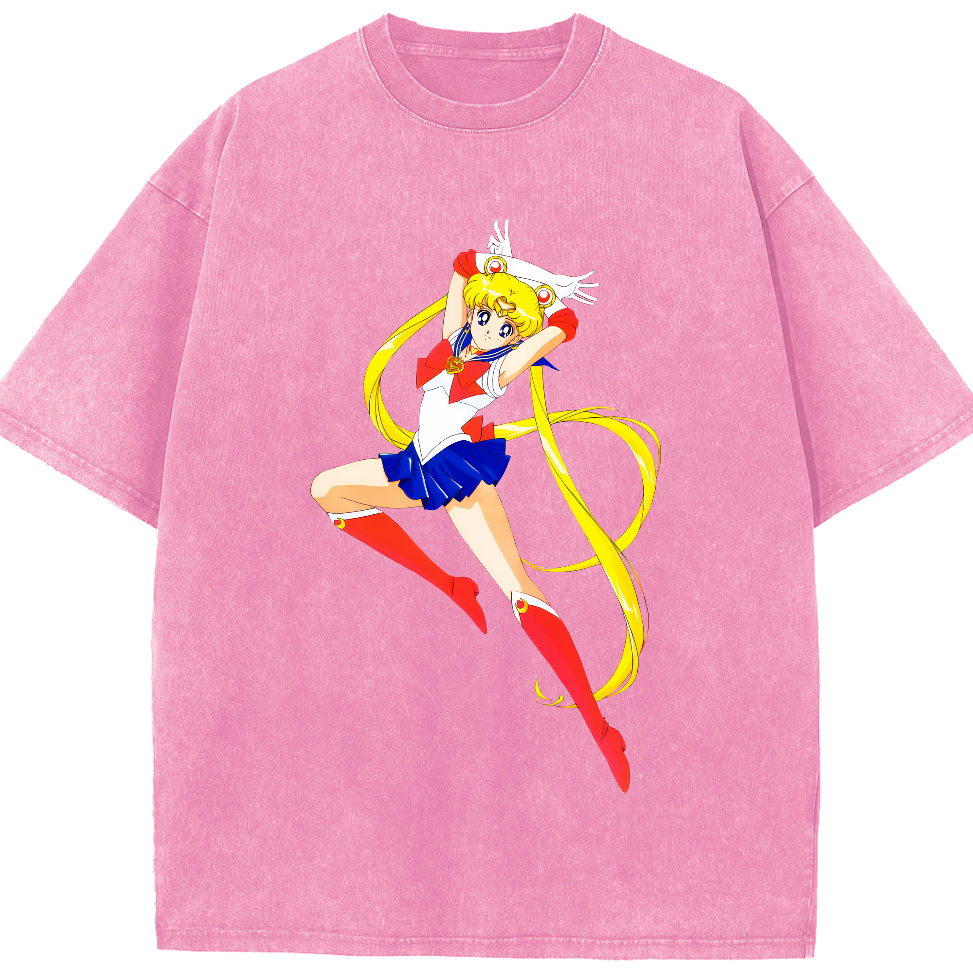 （画像用） 美少女戦士セーラームーン 月野 うさぎ つきの うさぎ Sailor Moon Tsukino Usagi 綿100% ヴィンテージ風 半袖Tシャツ（フロントプリント）